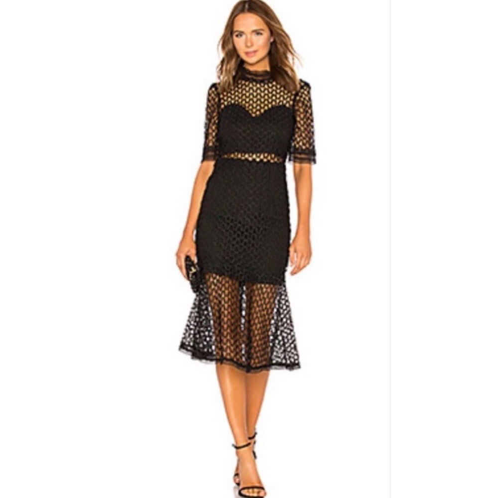 Bardot Fiona Fishnet Mid Length Cocktail Dress